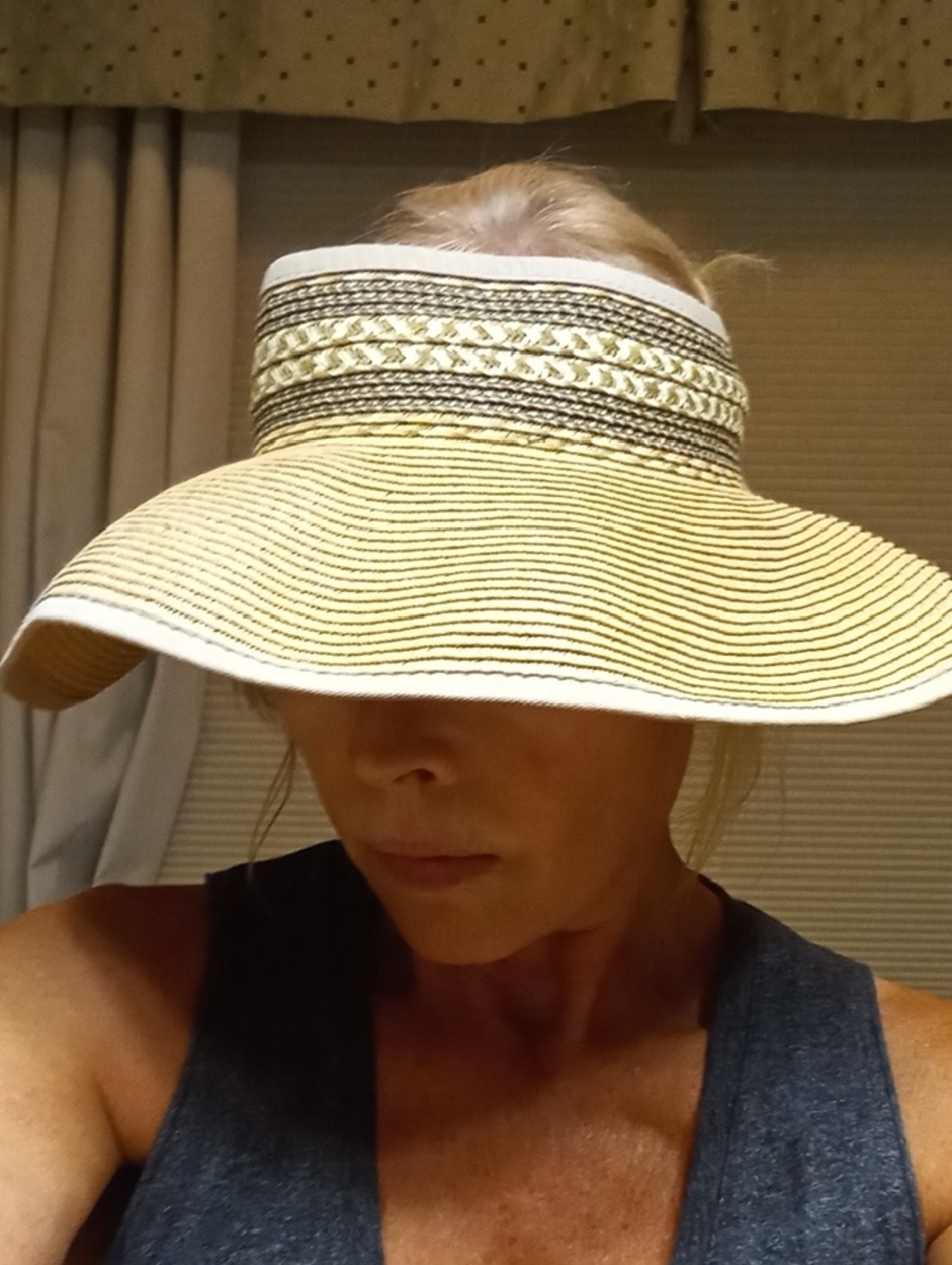 Sun N Sand Yellow Straw Sun Hat  Headwear. Open top, Velcro Adjustable. - Picture 5 of 6